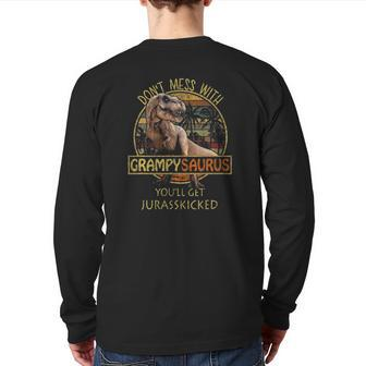Grampysaurus Rex Grampy Saurus Dinosaur Father Back Print Long Sleeve T-shirt | Mazezy