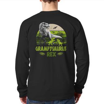 Grampysaurus Rexrex Dinosaur Cute Father's Day Back Print Long Sleeve T-shirt | Mazezy