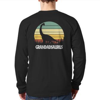 Grandadsaurus Grandad Saurus Grandad Dinosaur Back Print Long Sleeve T-shirt | Mazezy