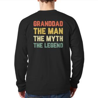 Granddad The Man The Myth The Legend Vintage Back Print Long Sleeve T-shirt | Mazezy