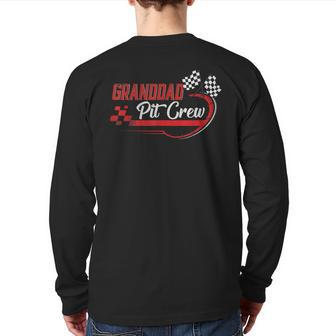 Granddad Pit Crew Race Car Birthday Party Racing Back Print Long Sleeve T-shirt - Monsterry