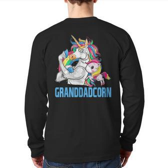 Granddadcorn Muscle Unicorn Dad Grandpa Baby Back Print Long Sleeve T-shirt | Mazezy