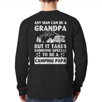 Grandpa Camp Lover Proud Camping Papa Fathers Day Back Print Long Sleeve T-shirt | Mazezy