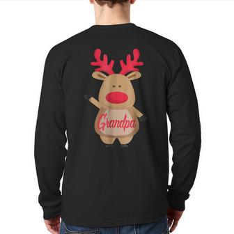 Grandpa Christmas Reindeer Family Matching Pajamas Back Print Long Sleeve T-shirt | Mazezy