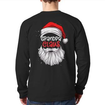Grandpa Claus Hat Santa Beard Matching Family Pajama Back Print Long Sleeve T-shirt | Mazezy