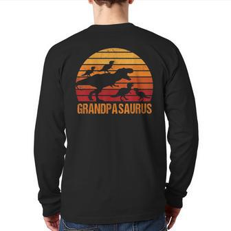Grandpa Dinosaur Grandpasaurus 4 Four Kids Back Print Long Sleeve T-shirt | Mazezy