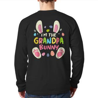 Grandpa Easter Matching Family Party Bunny Face Back Print Long Sleeve T-shirt | Mazezy