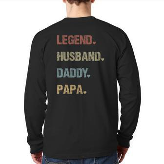 Grandpa Father's Day Legend Husband Dad Papa Vintage Retro Back Print Long Sleeve T-shirt | Mazezy