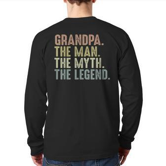 Grandpa Fathers Day For Men Grandpa Man Myth Legend Back Print Long Sleeve T-shirt | Mazezy