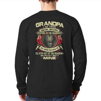 Grandpa Grandfather Keeping Shadows Lion Quote Apparel Back Print Long Sleeve T-shirt | Mazezy