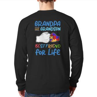 Grandpa And Grandson Bestfriend For Life Autism Awareness Back Print Long Sleeve T-shirt | Mazezy
