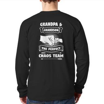 Grandpa Grandson A Perfect Chaos Team Grandparents Back Print Long Sleeve T-shirt | Mazezy
