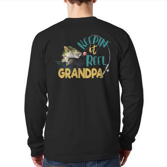 Grandpa Keeping It Reel Fishing Father Day Back Print Long Sleeve T-shirt | Mazezy CA