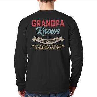 Grandpa Know Everything Vintage Grandpa Daddy Back Print Long Sleeve T-shirt | Mazezy AU