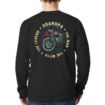 Grandpa Man Myth Legend – Grandparent Grandfather Back Print Long Sleeve T-shirt | Mazezy