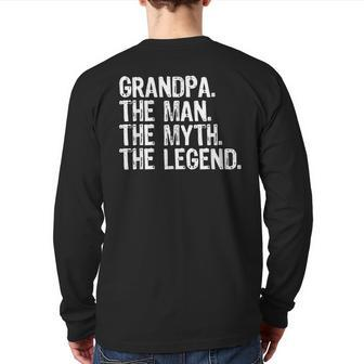 Grandpa The Man The Myth The Legend Cool Back Print Long Sleeve T-shirt | Mazezy