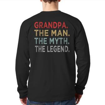 Grandpa The Man Myth Legend Father's Day Grandfathers Back Print Long Sleeve T-shirt | Mazezy