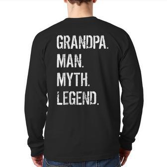 Grandpa Man Myth Legend Grandfather Back Print Long Sleeve T-shirt | Mazezy