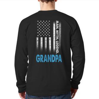 Grandpa The Man The Myth The Legend Us Flag Father's Day Back Print Long Sleeve T-shirt | Mazezy