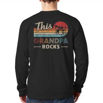This Grandpa Rocks Drums Rock N Roll Heavy Metal Drummer Back Print Long Sleeve T-shirt | Mazezy