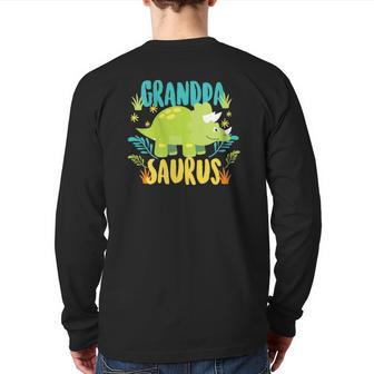 Grandpa Saurus Dinosaur Kids Grandpa Dinosaur Back Print Long Sleeve T-shirt | Mazezy
