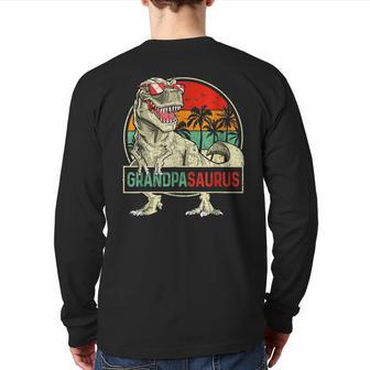 Grandpa Saurus T Rex Dinosaur Fathers Day Vintage Back Print Long Sleeve T-shirt | Mazezy