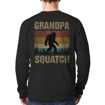 Grandpa Squatch Bigfoot Grandpa Sasquatch Yeti Family Back Print Long Sleeve T-shirt | Mazezy