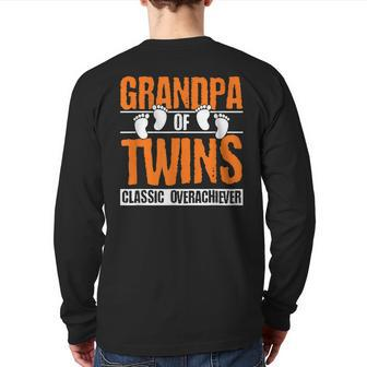 Grandpa Of Twins Fathers Day Back Print Long Sleeve T-shirt | Mazezy
