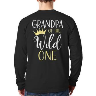 Grandpa Of The Wild One First Birthday Matching Family Back Print Long Sleeve T-shirt - Monsterry
