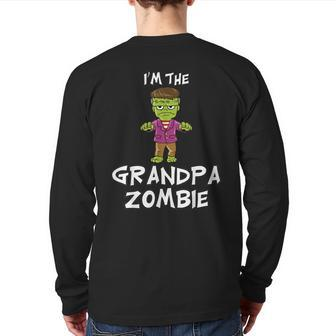 Grandpa Zombie Halloween Matching Family Costume Halloween Back Print Long Sleeve T-shirt | Mazezy