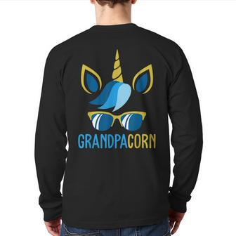 Grandpacorn Family Grandpa Father's Day Unicorn Back Print Long Sleeve T-shirt | Mazezy