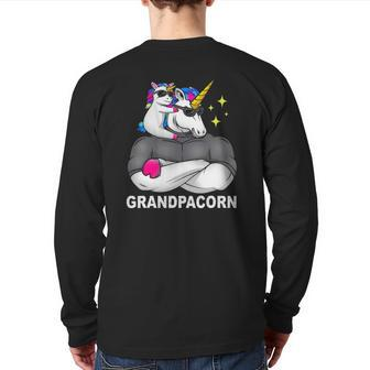 Grandpacorn Muscle Unicorn Toddler With Grandpa Back Print Long Sleeve T-shirt | Mazezy
