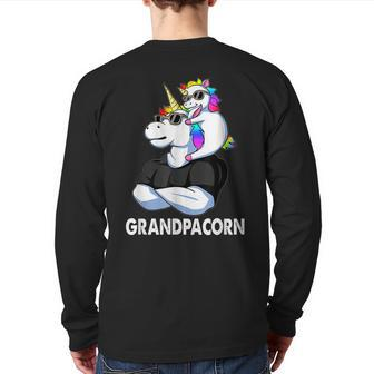 Grandpacorn Unicorn Grandpa And Baby Fathers Day Back Print Long Sleeve T-shirt | Mazezy