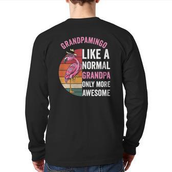 Grandpamingo Flamingo Grandpa Retro Flamingo Apparel For Men Back Print Long Sleeve T-shirt | Mazezy