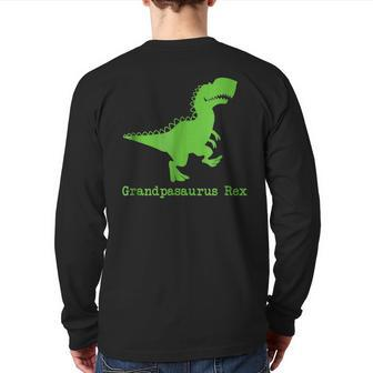 Grandpa's Grandpasaurus Rex Dinosaur Back Print Long Sleeve T-shirt | Mazezy