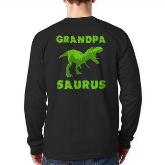 Grandpasaurus Grandpa Dinosaur Grandfather Father Day Back Print Long Sleeve T-shirt | Mazezy