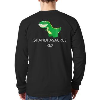 Grandpasaurus Rex Trex Grandpa Dinosaur Pun Back Print Long Sleeve T-shirt | Mazezy
