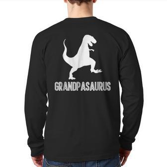 Grandpasaurus Rex Grandpa Dinosaur Father's Day Back Print Long Sleeve T-shirt | Mazezy