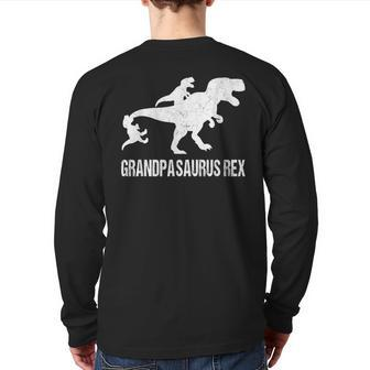 Grandpasaurus T Rex Dinosaur Grandpa Saurus Family Matching Back Print Long Sleeve T-shirt | Mazezy