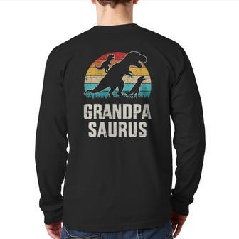 Grandpasaurus Vintage Dinosaur For Grandpa Father's Day Back Print Long Sleeve T-shirt | Mazezy