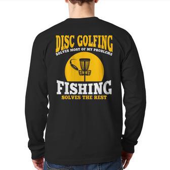 Great Disc Golf And Fishing Back Print Long Sleeve T-shirt - Monsterry