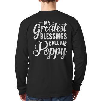My Greatest Blessings Call Me Poppy Vintage For Grandpa Back Print Long Sleeve T-shirt | Mazezy