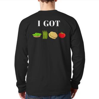 I Got Greens Beans Potatoes Tomatoes T Back Print Long Sleeve T-shirt - Monsterry