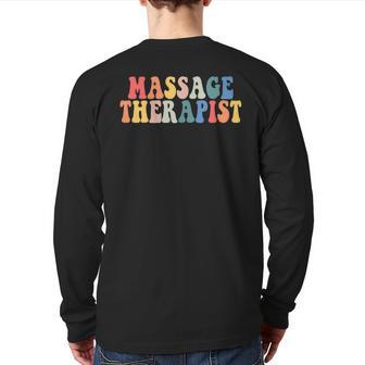 Groovy Massage Therapist Pocket Muscle Massage Therapy Squad Back Print Long Sleeve T-shirt | Mazezy