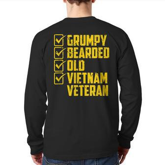 Grumpy Bearded Old Vietnam Veteran Back Print Long Sleeve T-shirt | Mazezy