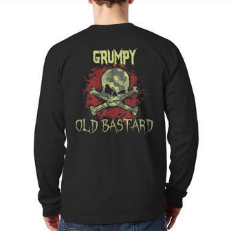 Grumpy Man Husband Grandpa Warning Grumpy Old Bastard Back Print Long Sleeve T-shirt | Mazezy