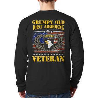 Grumpy Old 101St Airborne Division Veteran Flag Vintage Back Print Long Sleeve T-shirt | Mazezy