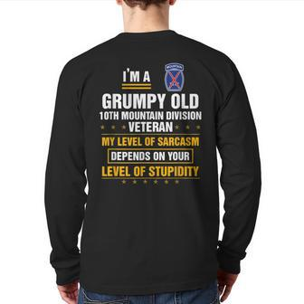 Grumpy Old 10Th Mountain Division Veteran Veterans Day Back Print Long Sleeve T-shirt | Mazezy DE