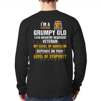 Grumpy Old 14Th Infantry Regiment Veteran Soldier Xmas Back Print Long Sleeve T-shirt | Mazezy