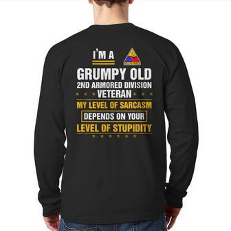 Grumpy Old 2Nd Armored Division Veteran Veterans Day Back Print Long Sleeve T-shirt | Mazezy